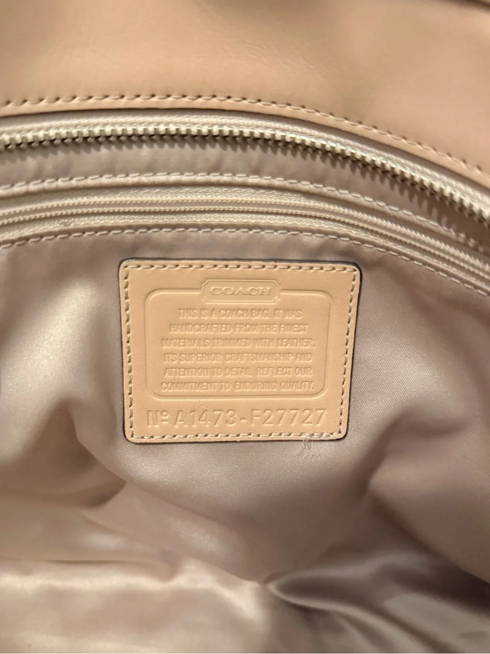 Coach Taylor Carryall Bag Metallic Silver Coated Canvas Camel Tan Leather Tote